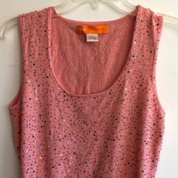 CYNTHIA STEFFE Bead Sequin Coral 3/4 Sleeve Twin Set Medium Vintage - Picture 7 of 17